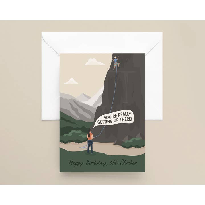 Katiebird Prints - Wholesale Birthday Card - Old-Climber - Funny Birthday - Rock Climbing Card - Aging6