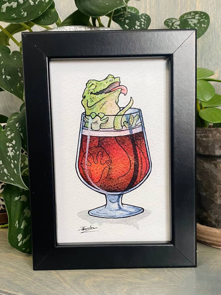 Laughing Lizard Lambic, Drinking Buddy, Art Print for wholesale by Guerdrum Art