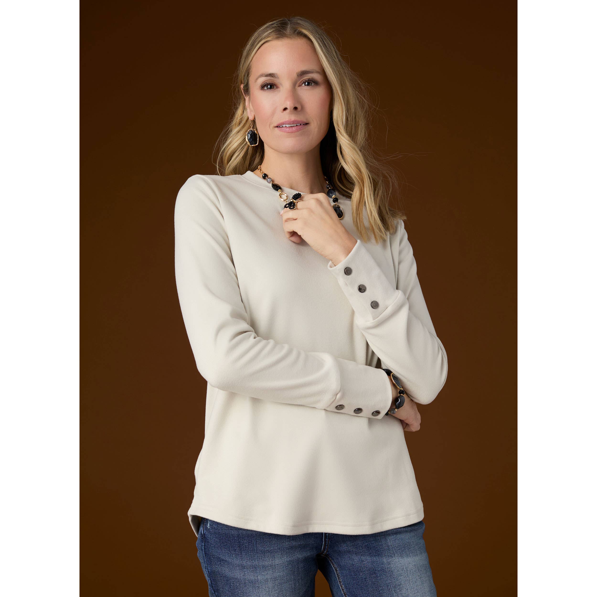 COCO + CARMEN - Wholesale Shirt - Women's - Alexis Super Soft Top with Snap Cuff6