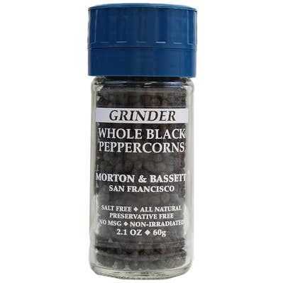 M&B Grinder Whole Black Peppercorns, 2.1oz for wholesale by Morton & Bassett