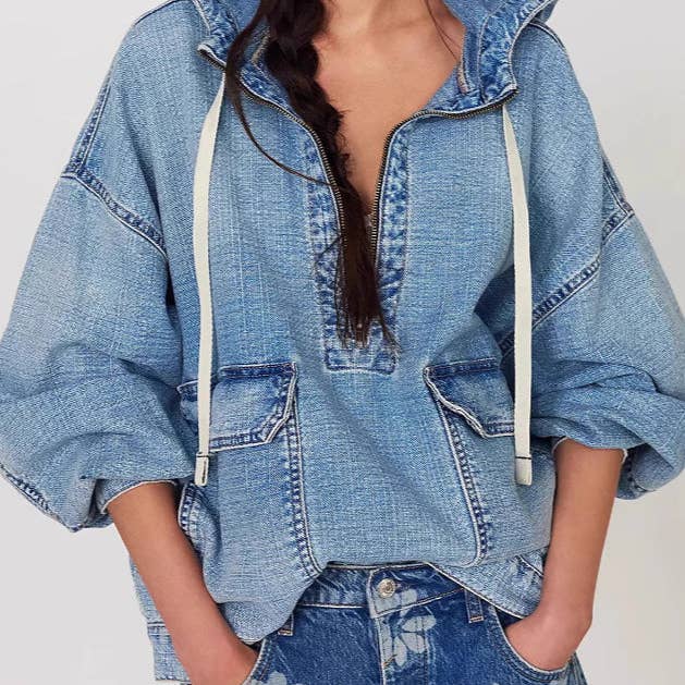 Washed Denim Hooded Jacket Relaxed Mid Weight N5Z297 and other Purchase Wholesale unisex denim jacket. Free Returns & Net 60 Terms on Faire trending on Faire.