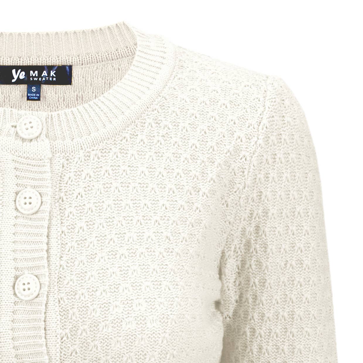 Mak - Vendita all'ingrosso Cardigan - Donna - Maglione cardigan plus size lavorato a maglia girocollo con maniche a 3/4 MK3514PL22