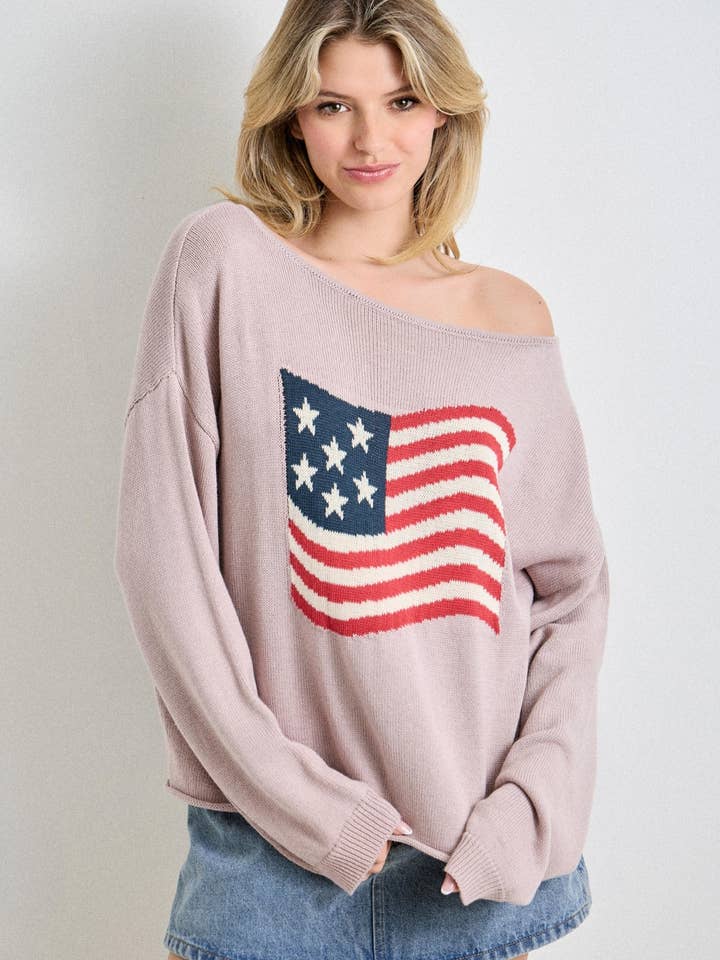 AMERICAN FLAG SWEATER for wholesale by Baevely by Wellmade USA