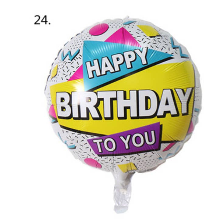 My Wholesale Warehouse - Wholesale Balloon - Generise Large 18" Inch Helium & Self Inflating Happy Birthday Foil Party Balloons with String and Straw16