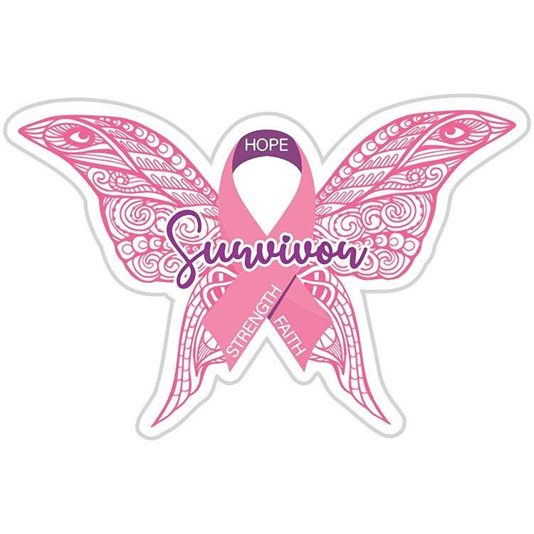 Fabdaz - Wholesale Sticker - Butterfly Breast Cancer Survivor Sticker0