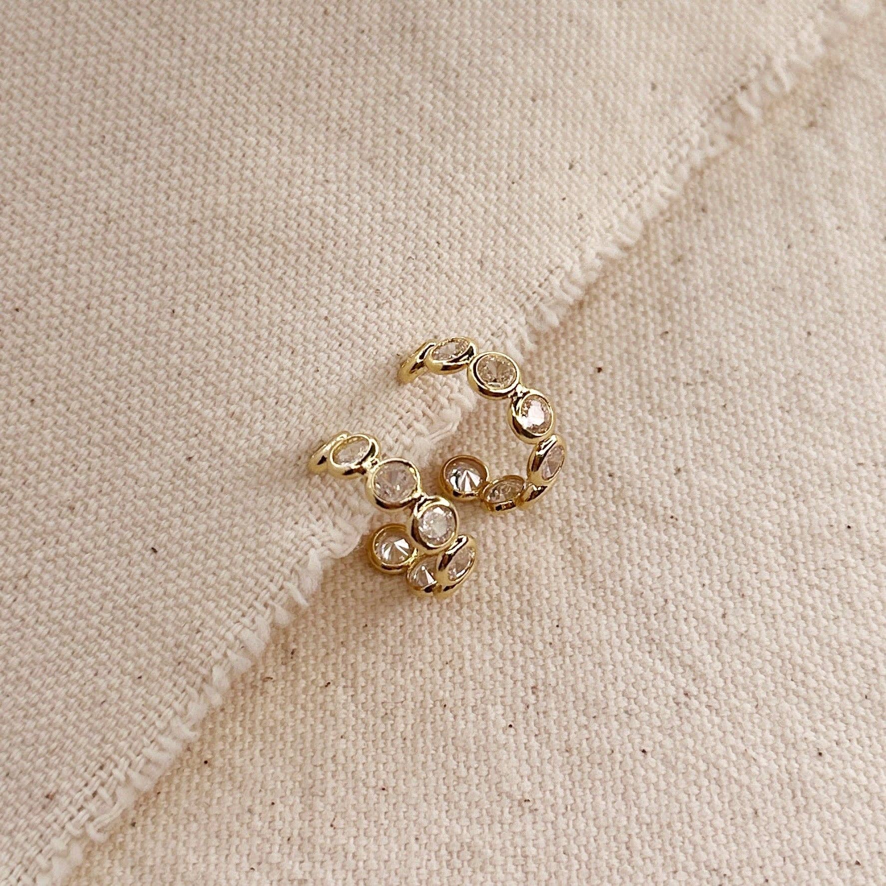 GoldFi - Wholesale Hoop Earrings - Bezel CZ C- Hoop Earrings1