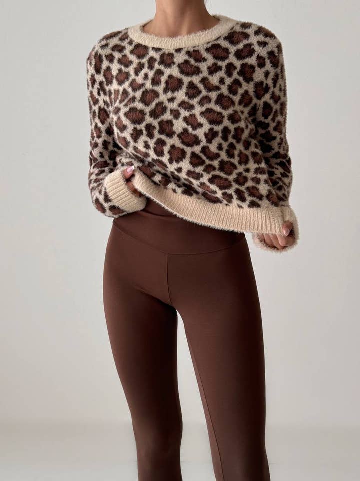 Anaz - Wholesale Knit Sweater - Women's - Leopard Mohair Sweater0