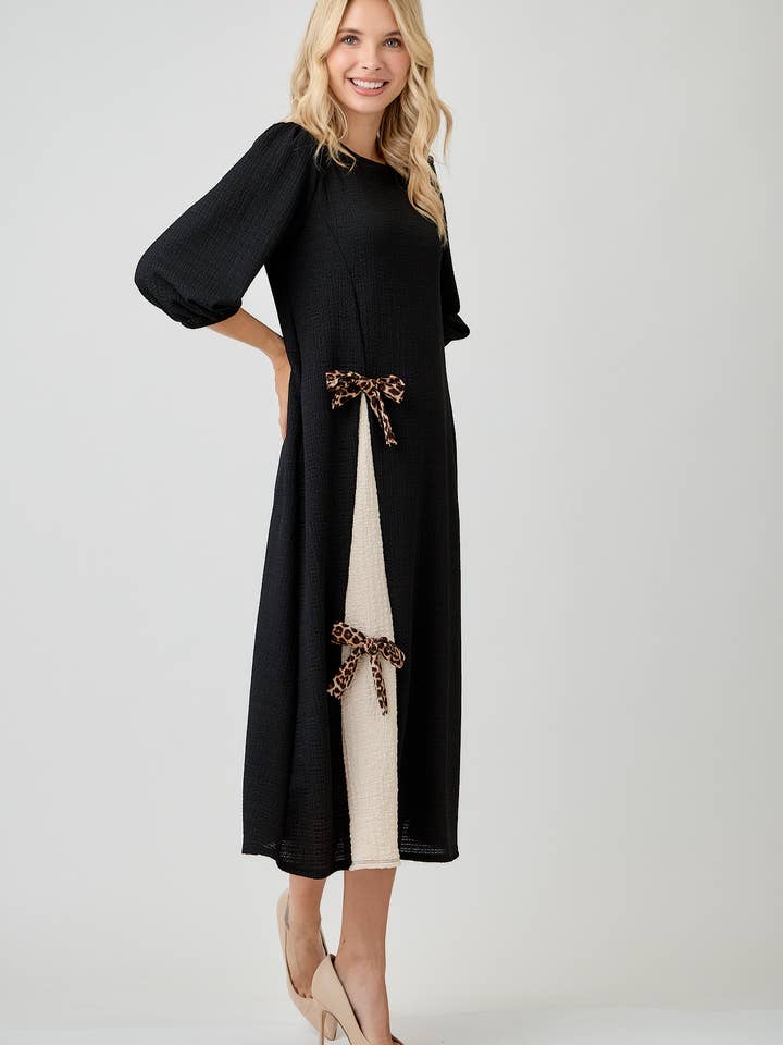 Celeste Clothing - Wholesale Dress - Women's - WOMEN'S MODEST SIDE BOW DRESS WITH PUFF SLEEVES AND POCKETS21