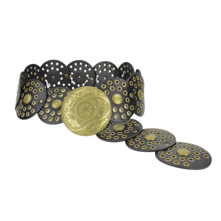 Wide Boho Disc Leather Belt Vintage 7Pc Pack RMB DSC 3003 and other Purchase Wholesale boho belt. Free Returns & Net 60 Terms on Faire trending on Faire.