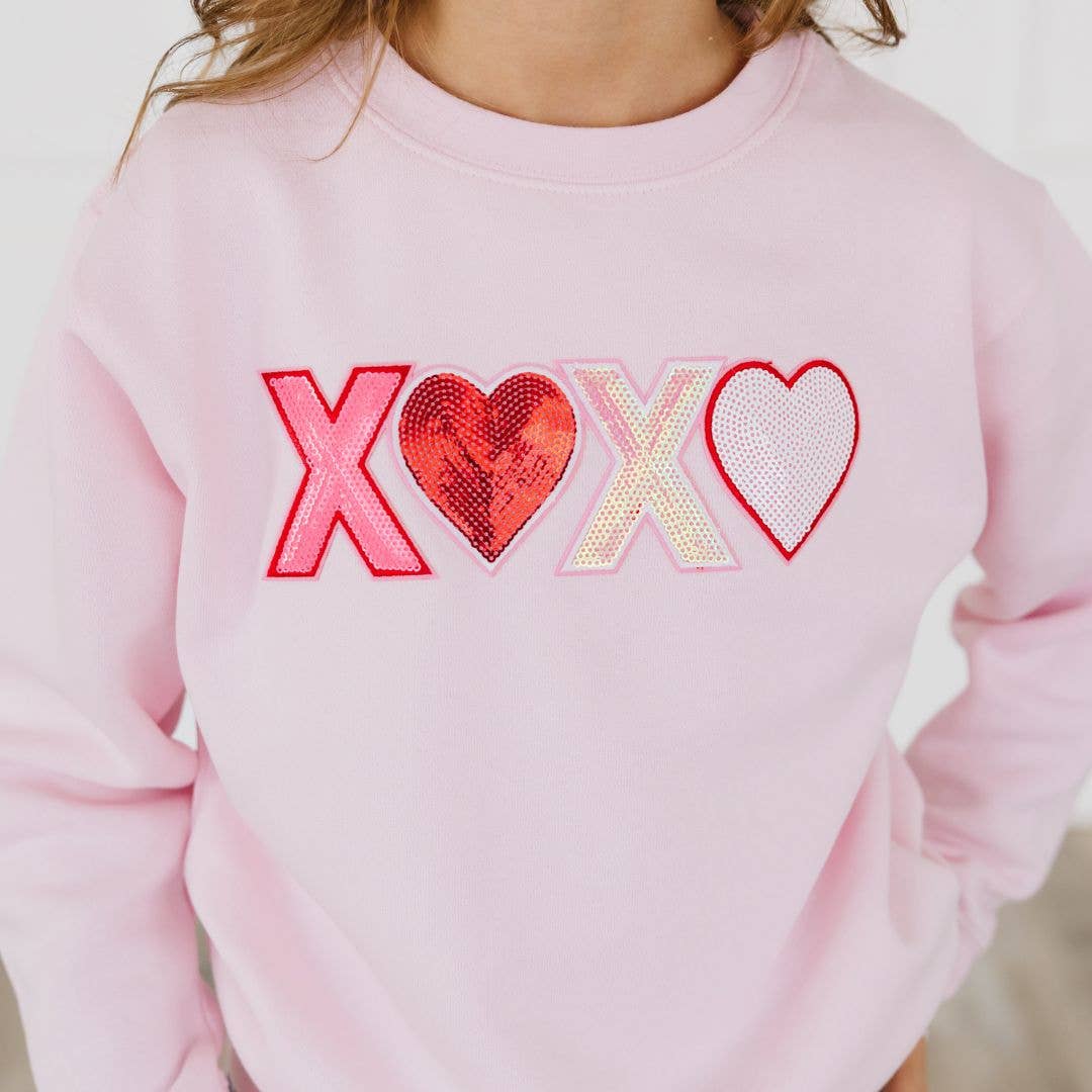 Sweet Wink - Wholesale Sweatshirt - Kids - XOXO Sequin Patch Valentine's Day Sweatshirt - Kids Clothing2