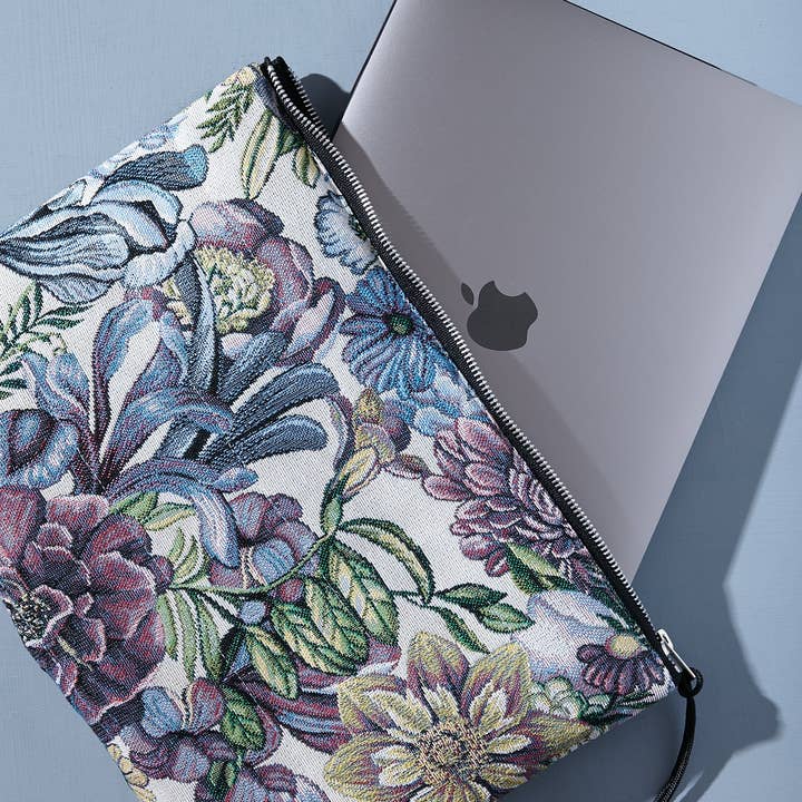 Eturel Madrid - Wholesale Laptop/Tablet Case - Women's - Blue floral jacquard fabric computer cover