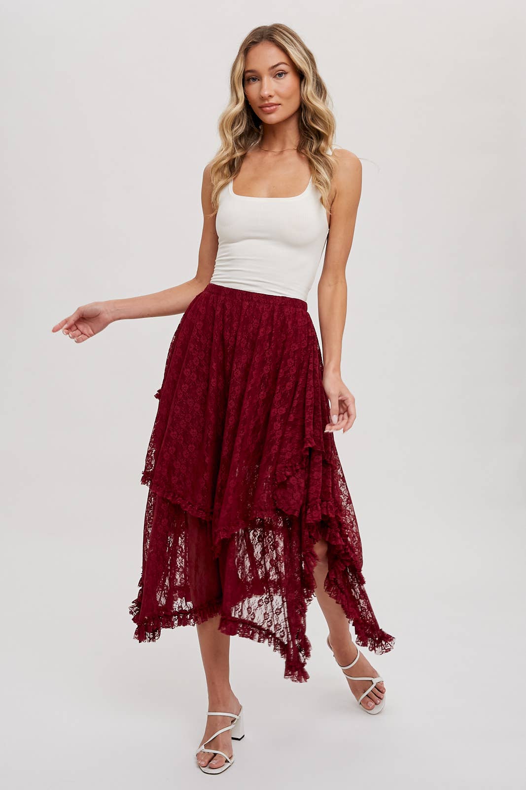 Bluivy – Großhandel Rock – Damen – MIDIROCK MIT SPITZENBÄNDERN44