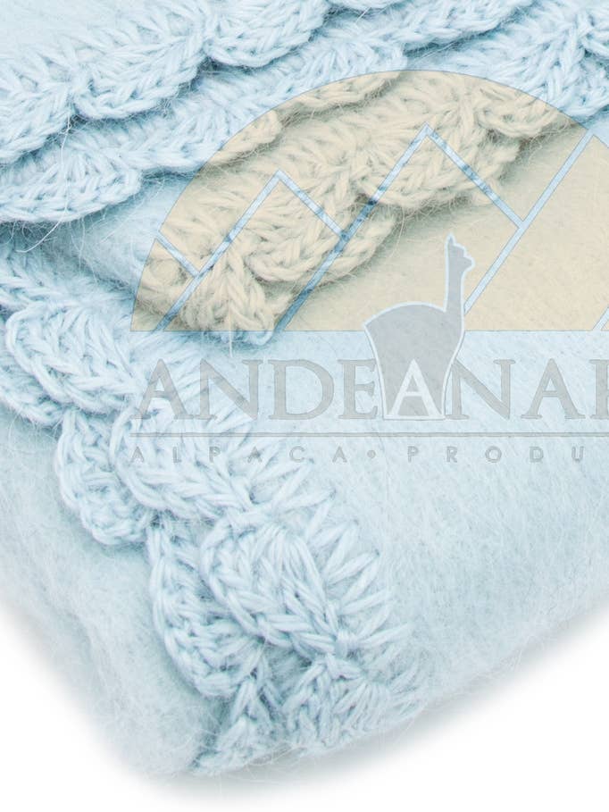 Manta de alpaca para bebés con borde de crochet hecho a mano para venta al por mayor de AndeanArt
