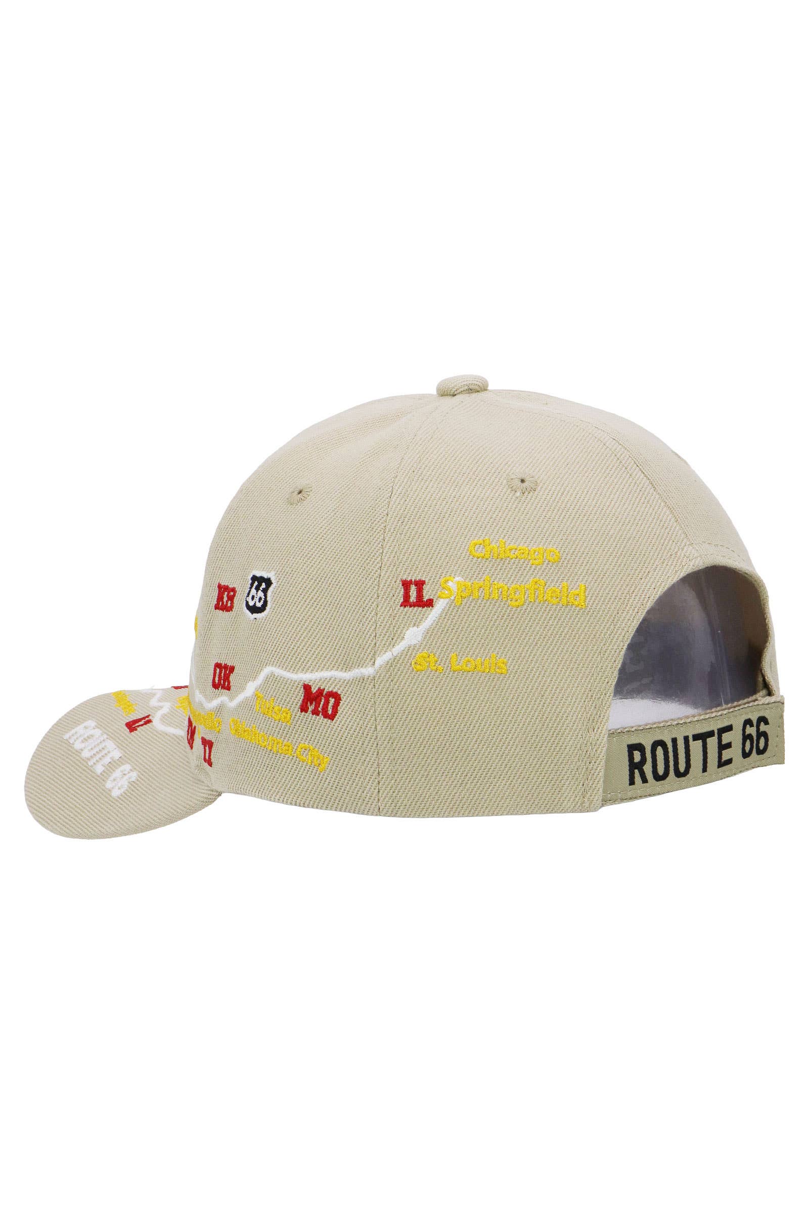 Cap Zone – wholesale Baseball cap – Unisex – Route 66 Road Map Polyester Baseball Cap14