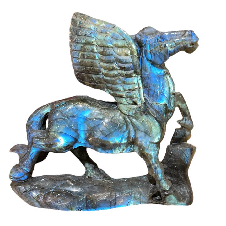 Estatueta de Pégaso em Labradorite - modelo único por atacado de Foliesbijoux