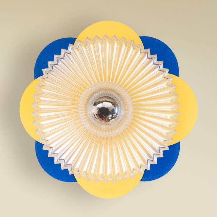 Large Blue & Yellow Eco-Friendly Wall Light Fleuron for wholesale by Atelier mahd