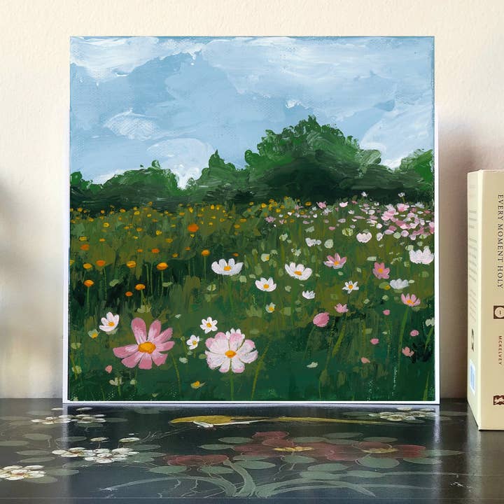 Impression d'art de champ de fleurs d'une peinture acrylique pour la vente par Lillykdesigns