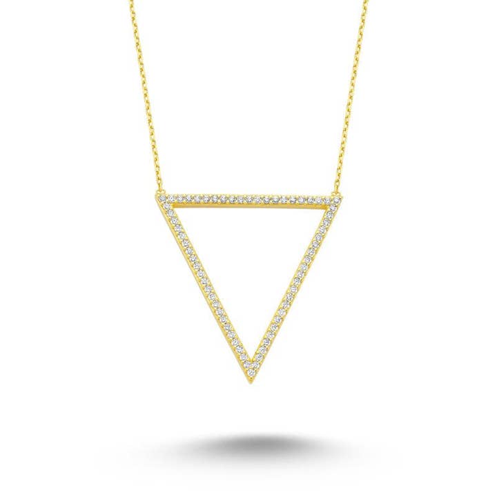Collier à pendentif triangle blanc délicat en argent pour la vente par Amorium