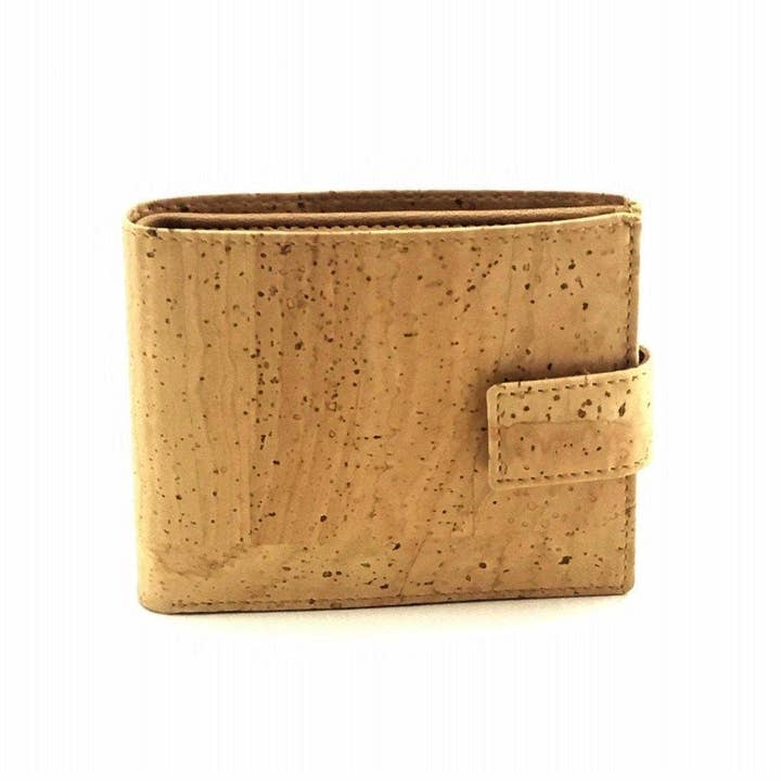 Moddanio Cork - Vendita all'ingrosso Portafogli - Uomo - Portafoglio in sughero per uomo, in pelle vegana, con chiusura a scatto, colore: naturale