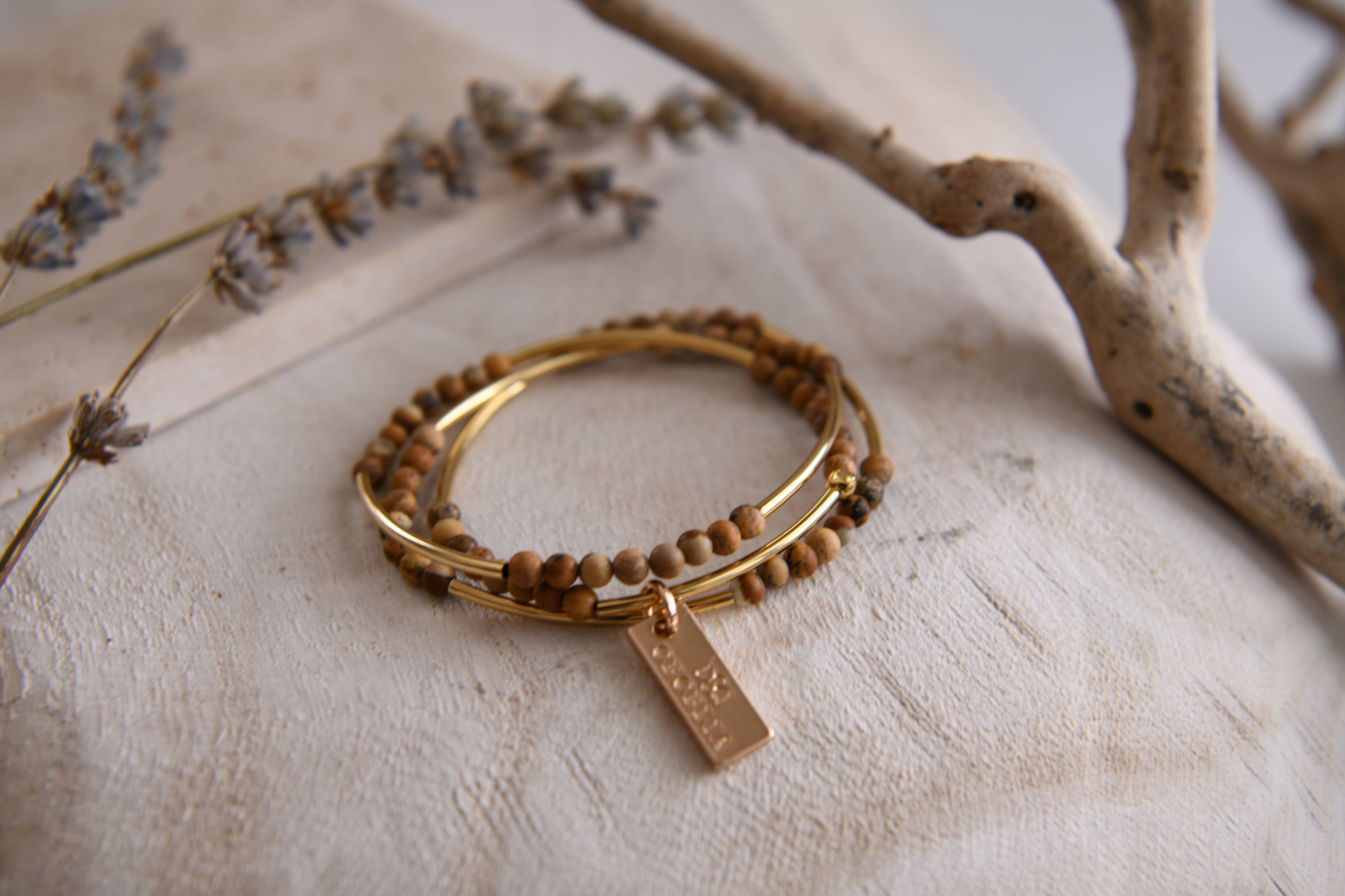 Cecelia Designs Jewelry - Wholesale Beaded Bracelet - Gemstone and Gold Plated Triple Wrap Bracelets 7