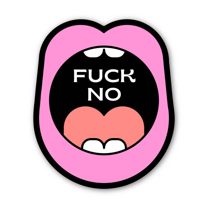 "F#$% No" Political Message Women's Rights sticker 3" Vinyl for wholesale by Angi Bock Robertson Art