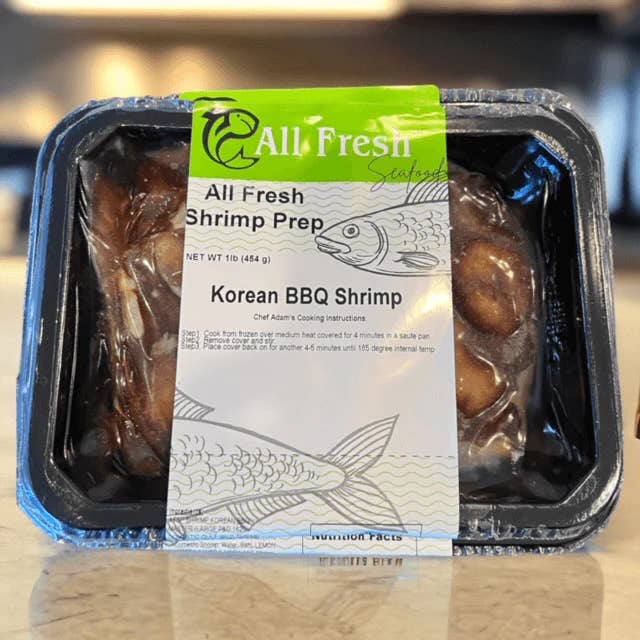 Korean BBQ Marinated Shrimp, 1 Lb Retail Packed Tray for wholesale by All Fresh Seafood