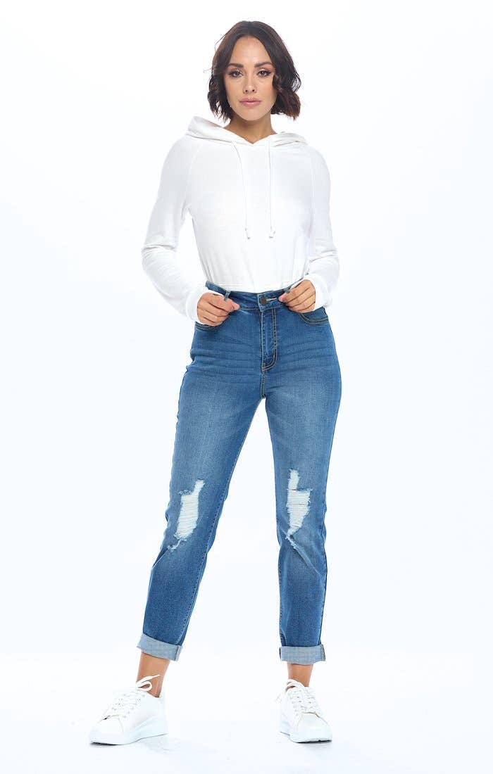 BLUE AGE – wholesale Jeans – Women’s – HIGH RISE KNEE RIPPED MOM JEANS7