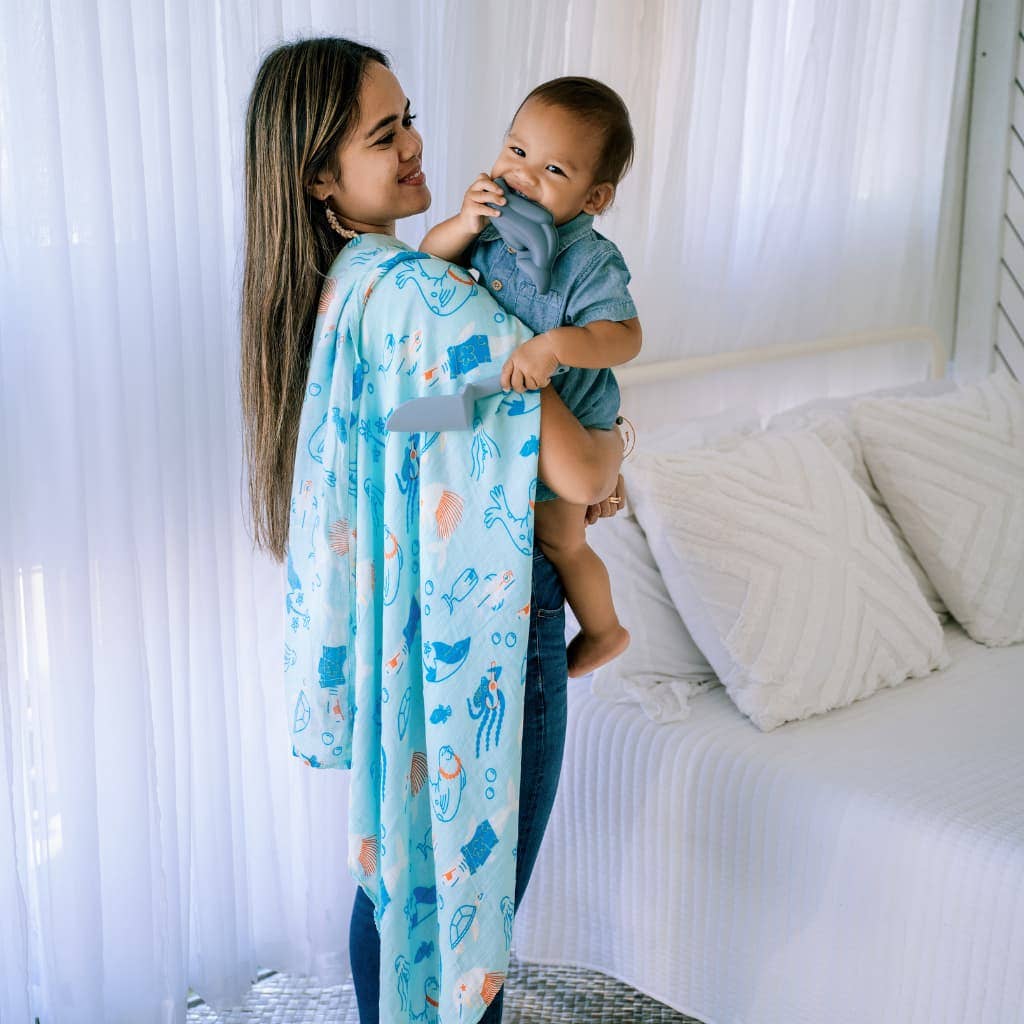 Coco Moon - Wholesale Swaddle - Baby - Reef Rascals Muslin Swaddle2