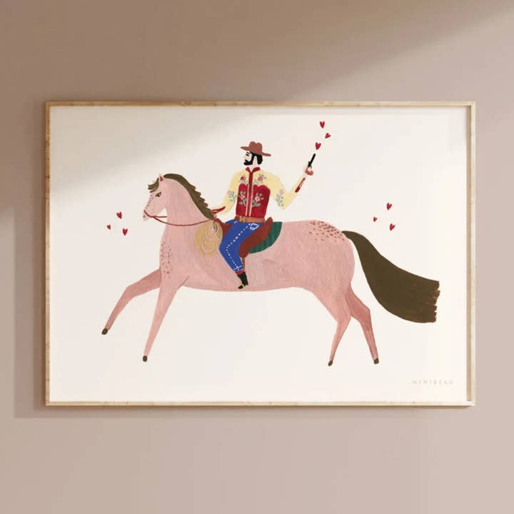 Cowboy Art Print | Love Art Print | Horse | Boho Art Print for wholesale by Minibeau