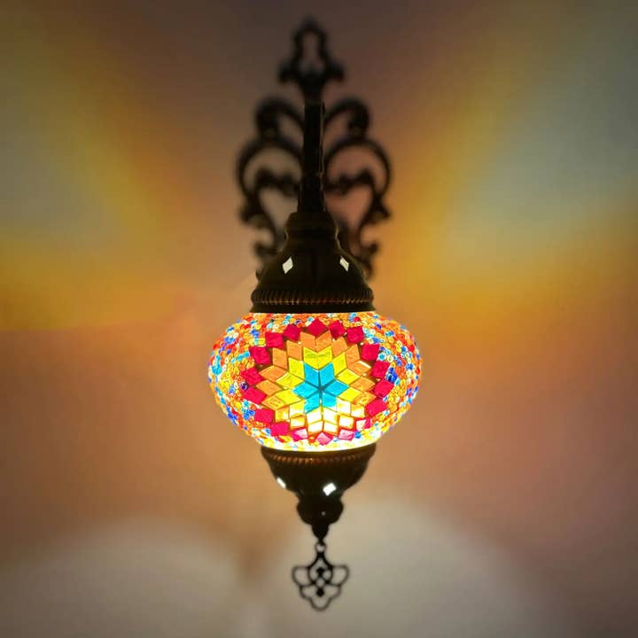 Mosaik væglampe i Tiffany-stil i farvet glas#1 for engroshandel hos Etnico del Mondo