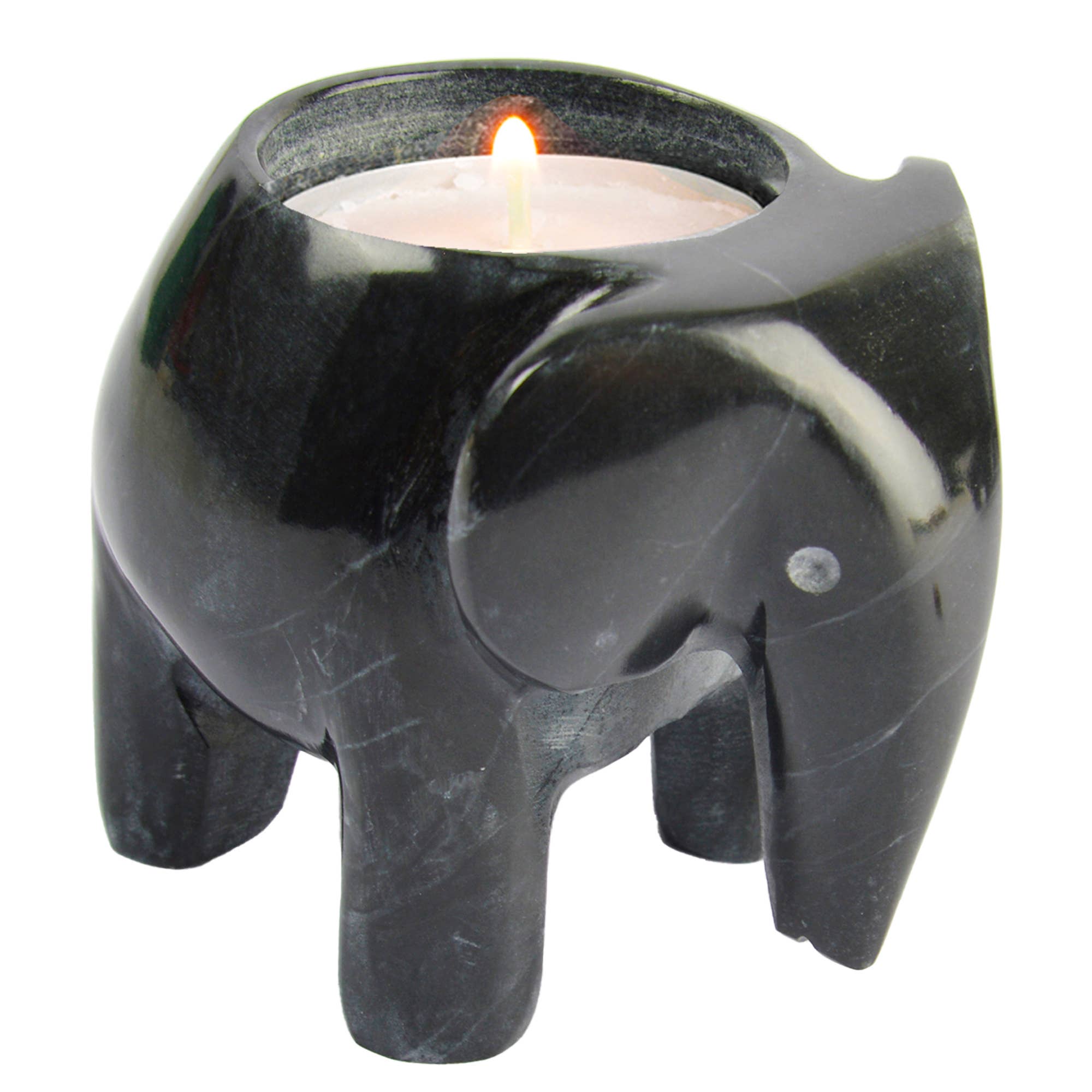British Fossils – wholesale Candle holder – Marble 3" Elephant Tea-Light Holders4