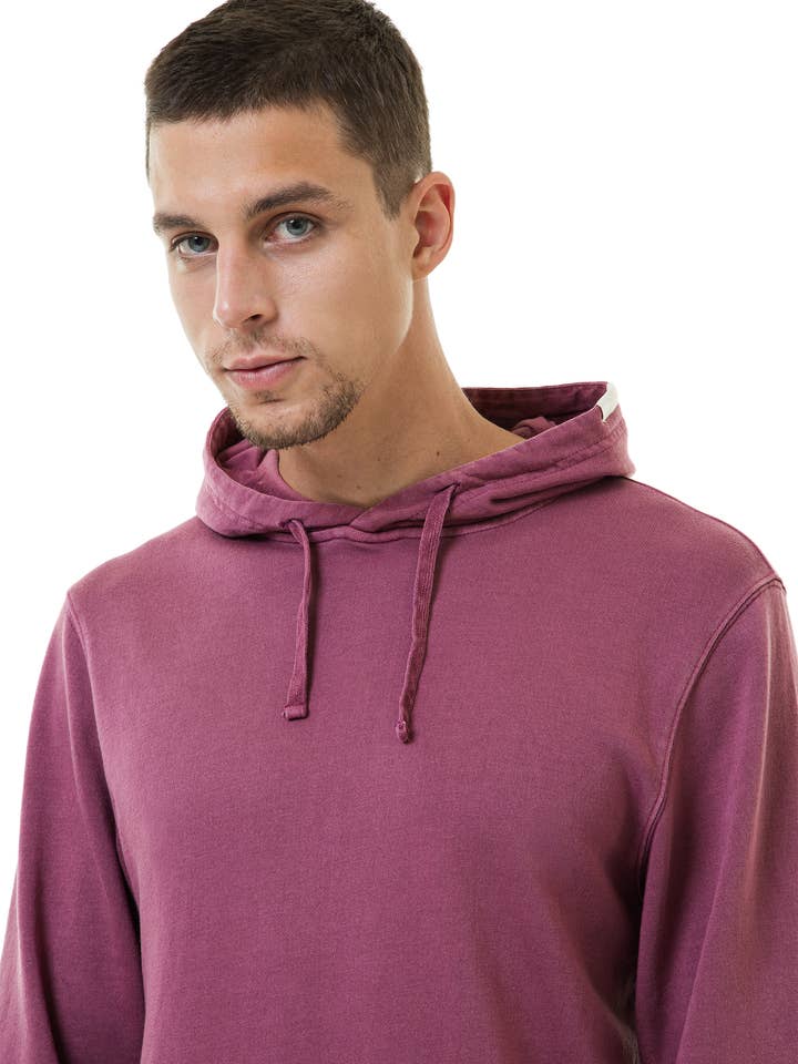 MAHA YOGI STONE HOODIE COFFEE YARN FRENCH TERRY - CHERRY for wholesale on Faire