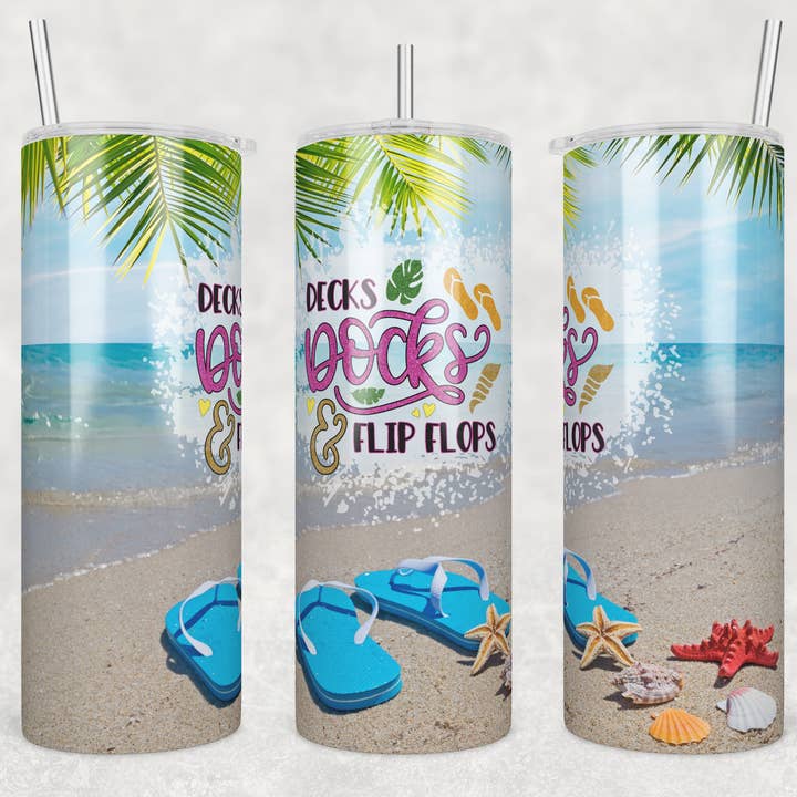 Decks Docks Flip Flops Copo de sublimação de 20 onças por atacado de Twisted T Creations