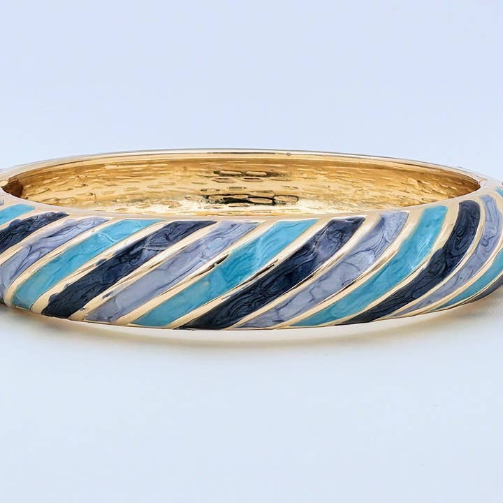 Enamel Navy Blue Aquamarine Bangel BA-21WA3333 for wholesale by Simply Jewels