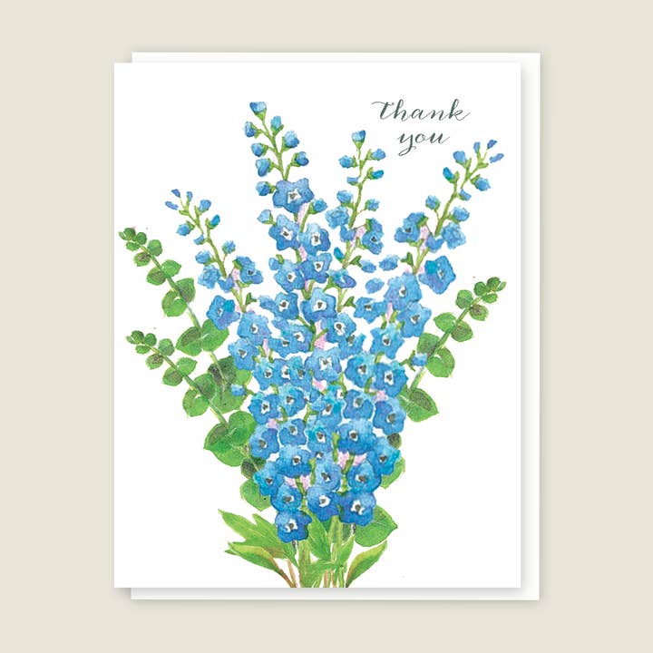 Delphinium Tackkort för wholesale av Elsabelle Paper Co.