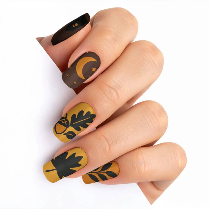 Uñas Postizas de Otoño Cosecha de Terciopelo Negro para venta al por mayor de FYNE BODY