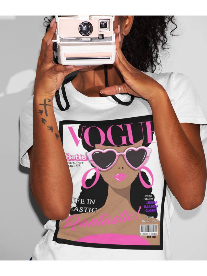 By Jodi LLC - Wholesale Screen Printed T-Shirt - Women's - Life in Plastic (Darker Skin Tone) Barbie graphic t-shirt1