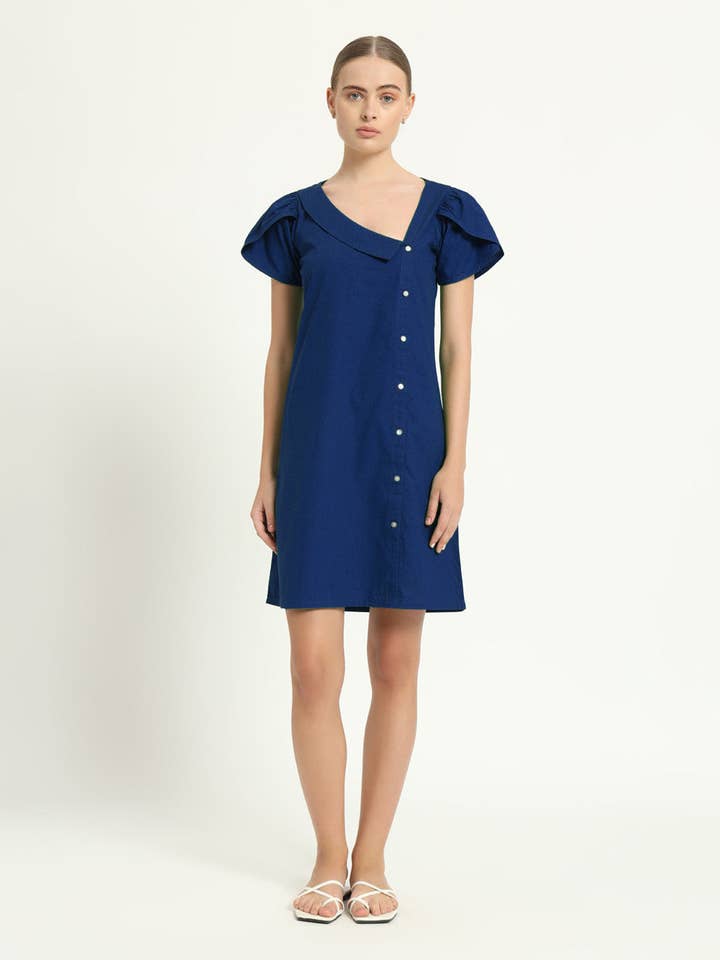 The Krensdorf Cobalt Cotton Dress for wholesale by Thevasa