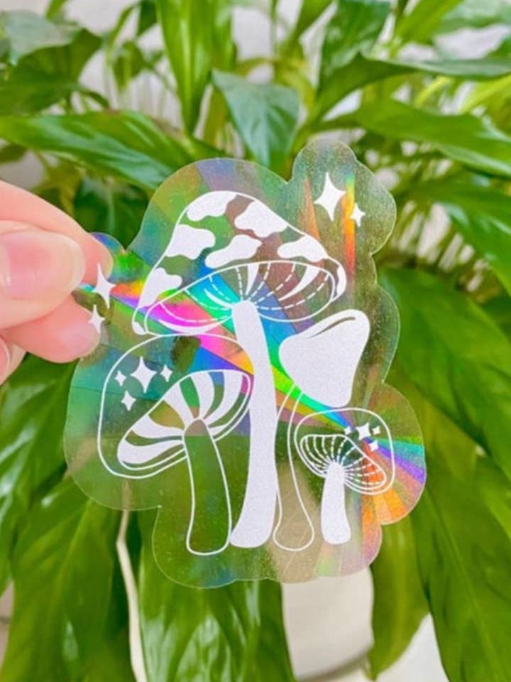 Autocollant attrape-soleil rose champignon 3 x 2 po pour la vente par taelormade