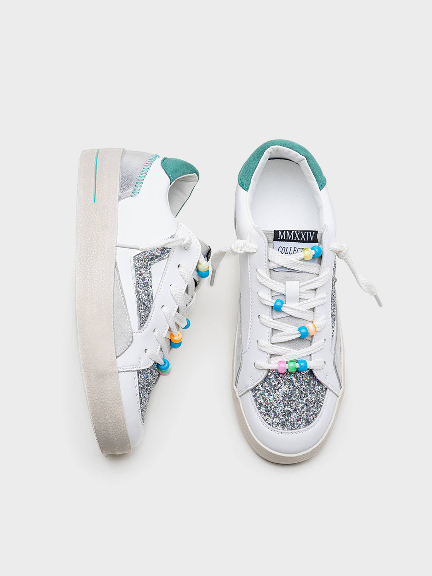 CEREZA - Vente Baskets tendance – femme - Baskets à semelle plateforme pour femmes avec détail pailleté17