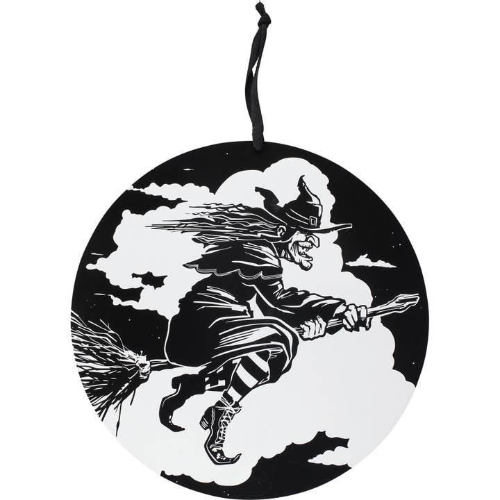 Primitives by Kathy - Wholesale Wall Sign - Flying Witch Wall Decor
