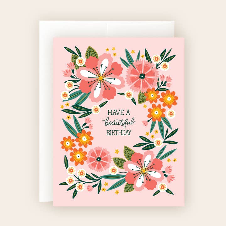 Beautiful Birthday Card – Soft Pink Florals for wholesale by Molly Marie Pea