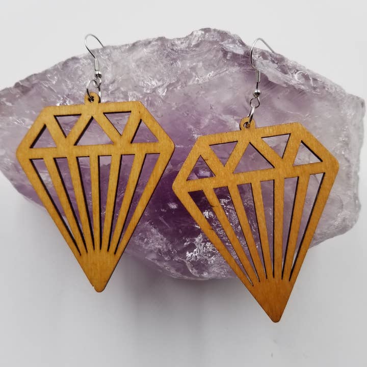 Diamond Wood Earrings for wholesale by magnolia jewelry