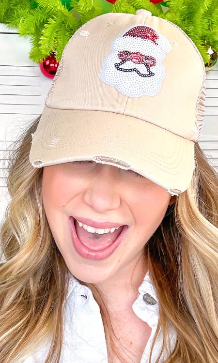 Sugar Stitch - Wholesale Trucker Hat - Women's - Santa Sparkle Christmas Sequin Vintage Hat1