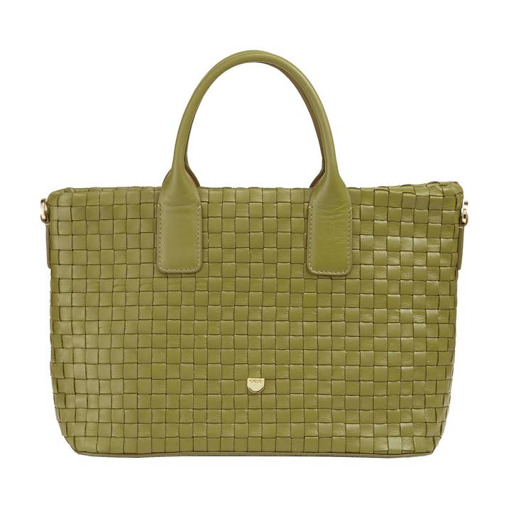 Dudu Medelstor Vävda Läderhandväska för Kvinnor Oliv för wholesale av dudu