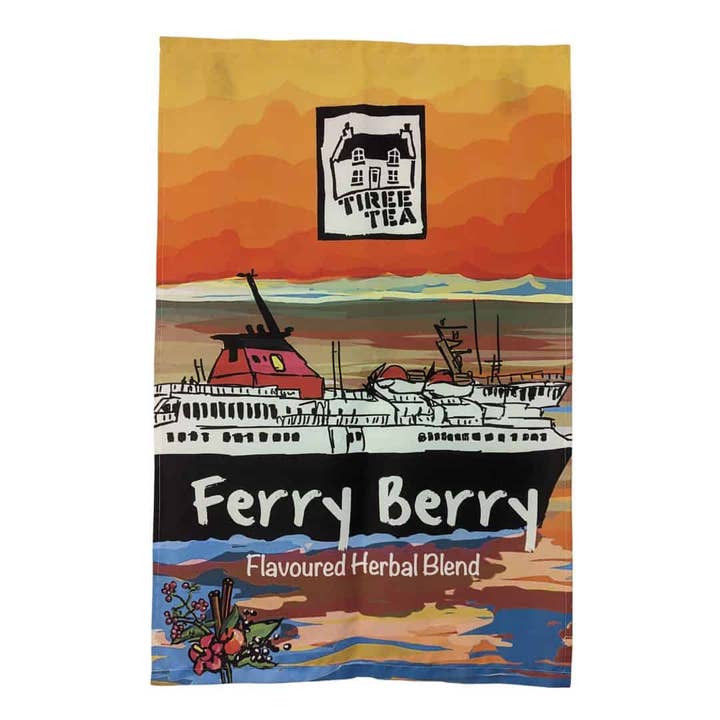 Ferry Berry Tea Towel for wholesale by Tiree Tea