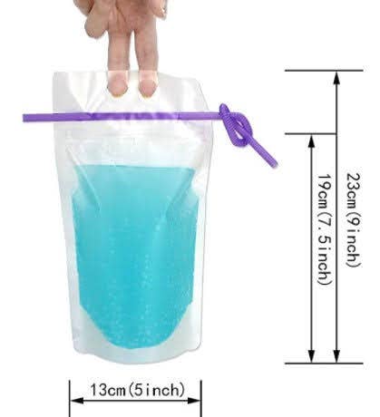 KimiJean Creations - Wholesale Drinking Glass/Cup - Adult Drink Pouch w/ straw. Camping Trip. Happy Camper1