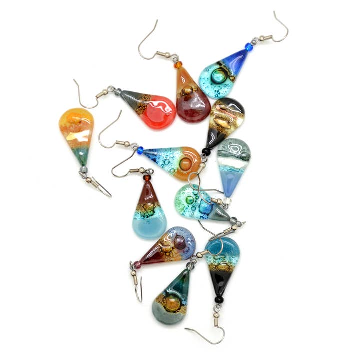 Teardrop Glass Dangle Earrings for wholesale by Dunitz & Company