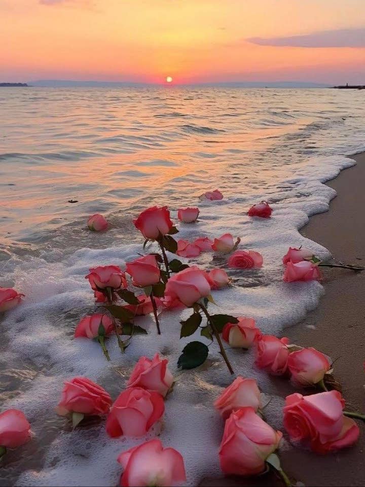 Pink Roses at Sunset – Canvas Wall Art Print for wholesale by StickerMoo