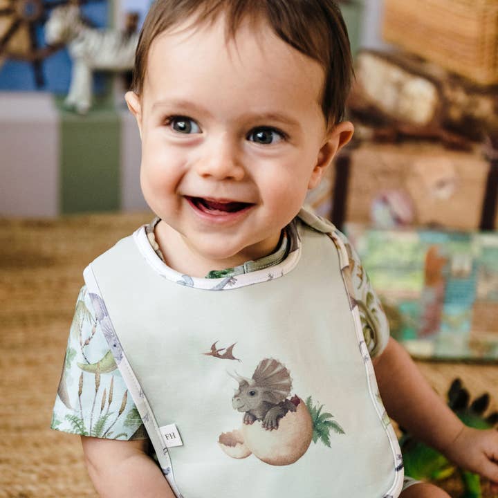 'Prehistorica' Dandy Duo Bibs - 2 Pack - Avocado for wholesale on Faire0